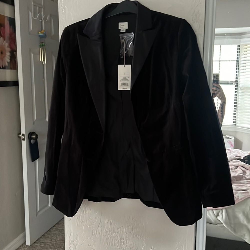 A. New Day blazer. NWT size 6. Black velvet feel